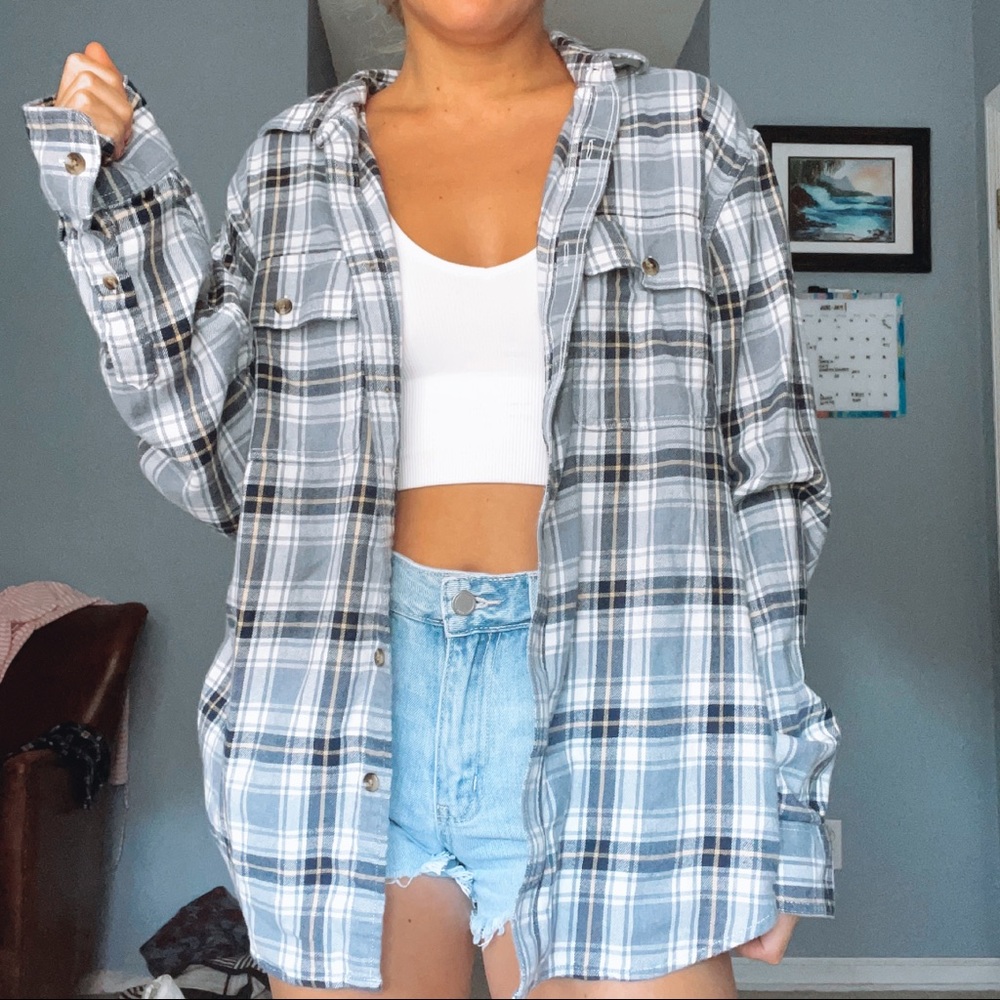 Baby Blue flannel Top